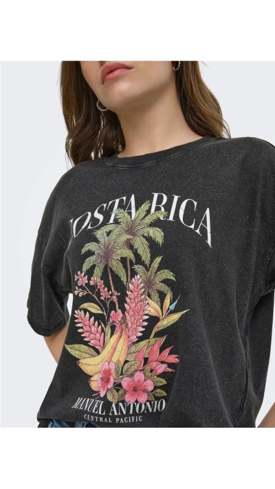 CAMISETA DIBUJO COLORES BLANCO, GRIS Y ROSA