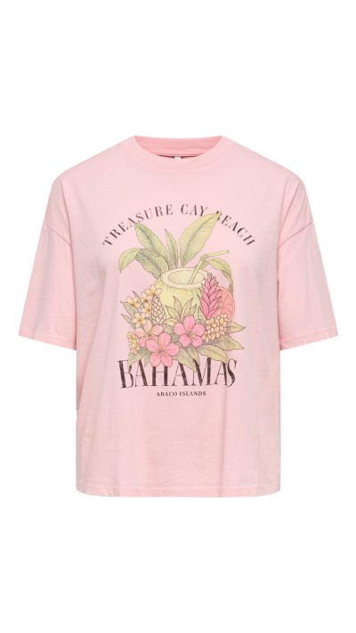 CAMISETA DIBUJO COLORES BLANCO, GRIS Y ROSA