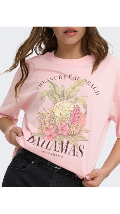 CAMISETA DIBUJO COLORES BLANCO, GRIS Y ROSA 2