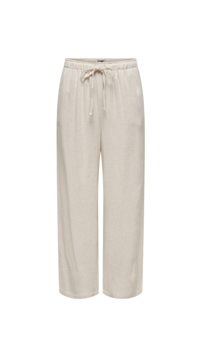 PANTALÓN BEIGE LINO DETALLE CINTO TELA