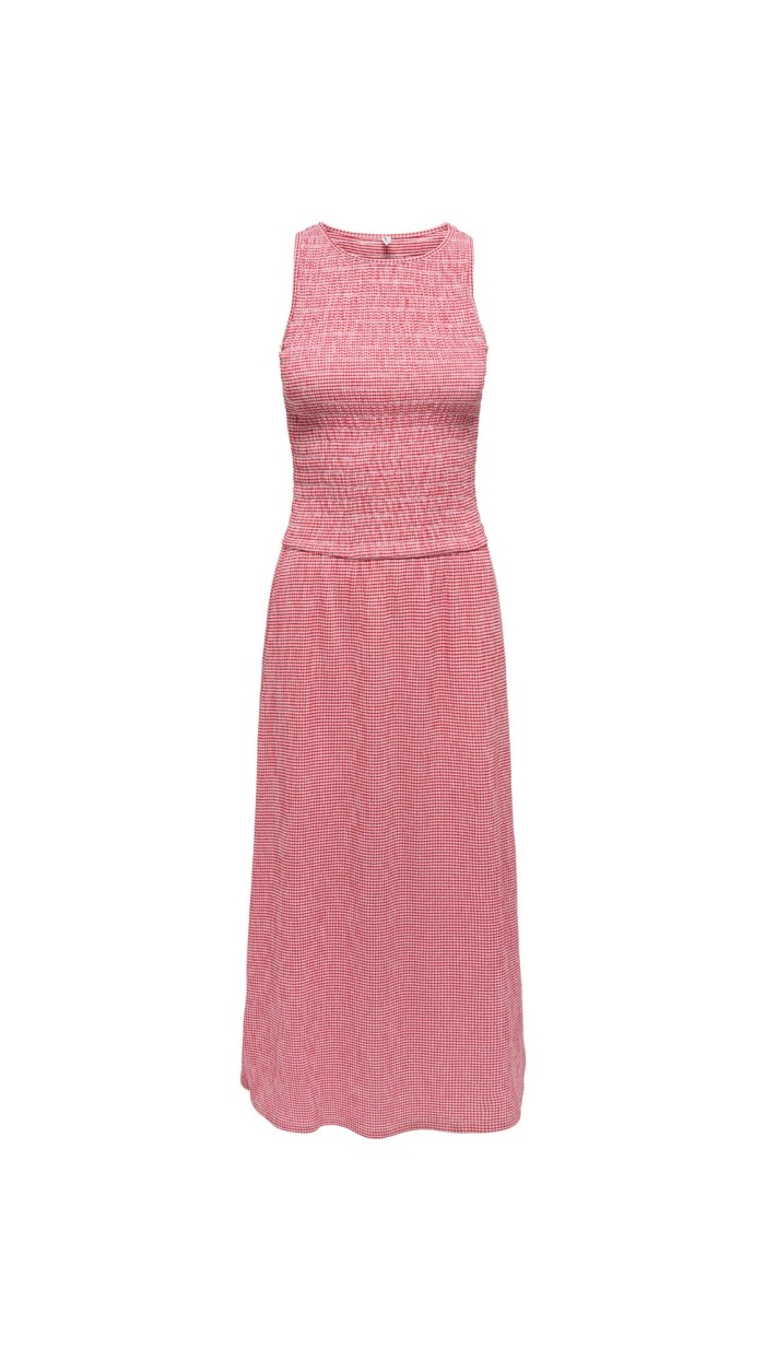 VESTIDO CUADROS VICHY GOMA EN PECHERA