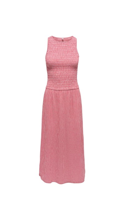 VESTIDO CUADROS VICHY GOMA EN PECHERA