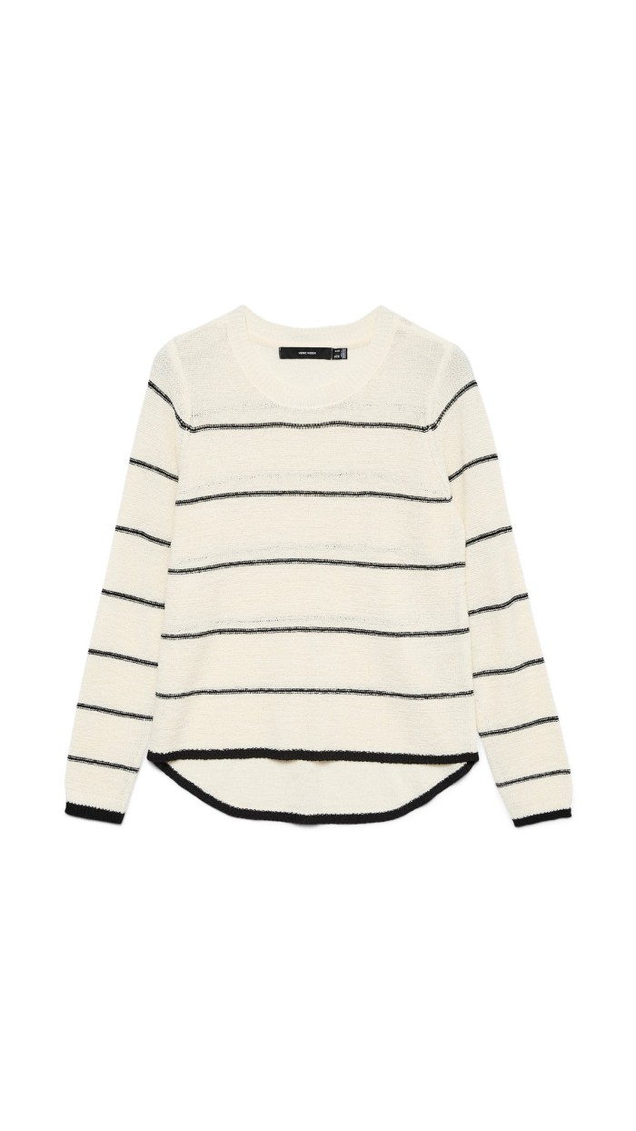 JERSEY PUNTO FONDO BEIGE RAYA NEGRA