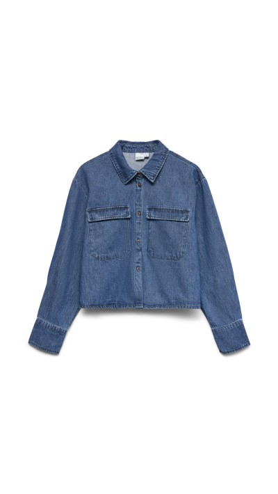 CAMISA CORTE CUADRADO BOLSILLOS CON SOLAPA