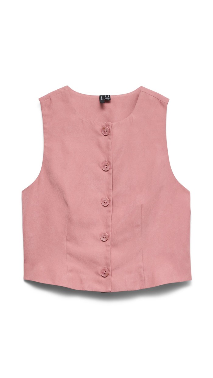 chaleco rosa cuello redondo