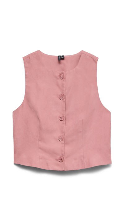 chaleco rosa cuello redondo