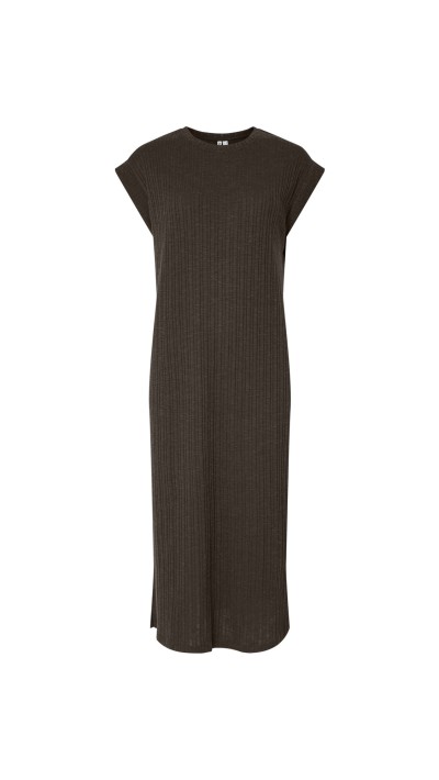 VESTIDO RECTO CANALÉ HOLGADO,MARRÓN Y AZUL MARINO 2