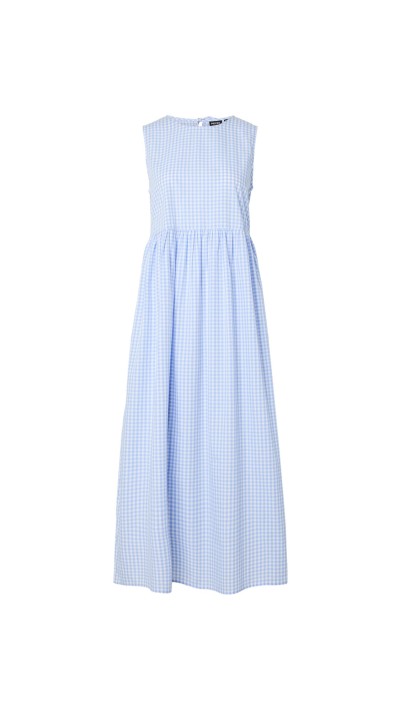 vestido cuadros vichy azul