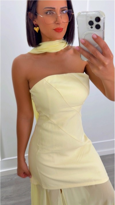 VESTIDO AMARILLA FULAR GASA