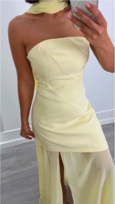 VESTIDO AMARILLA FULAR GASA 2