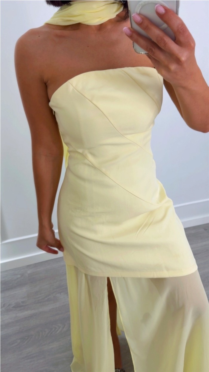 VESTIDO AMARILLA FULAR GASA