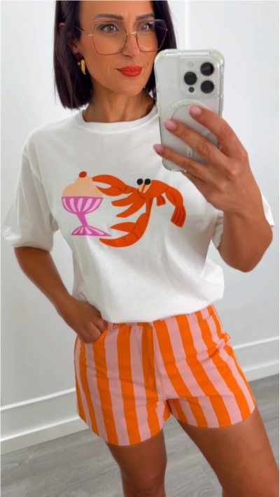 SHORT RAYAS ROSA NARANJA