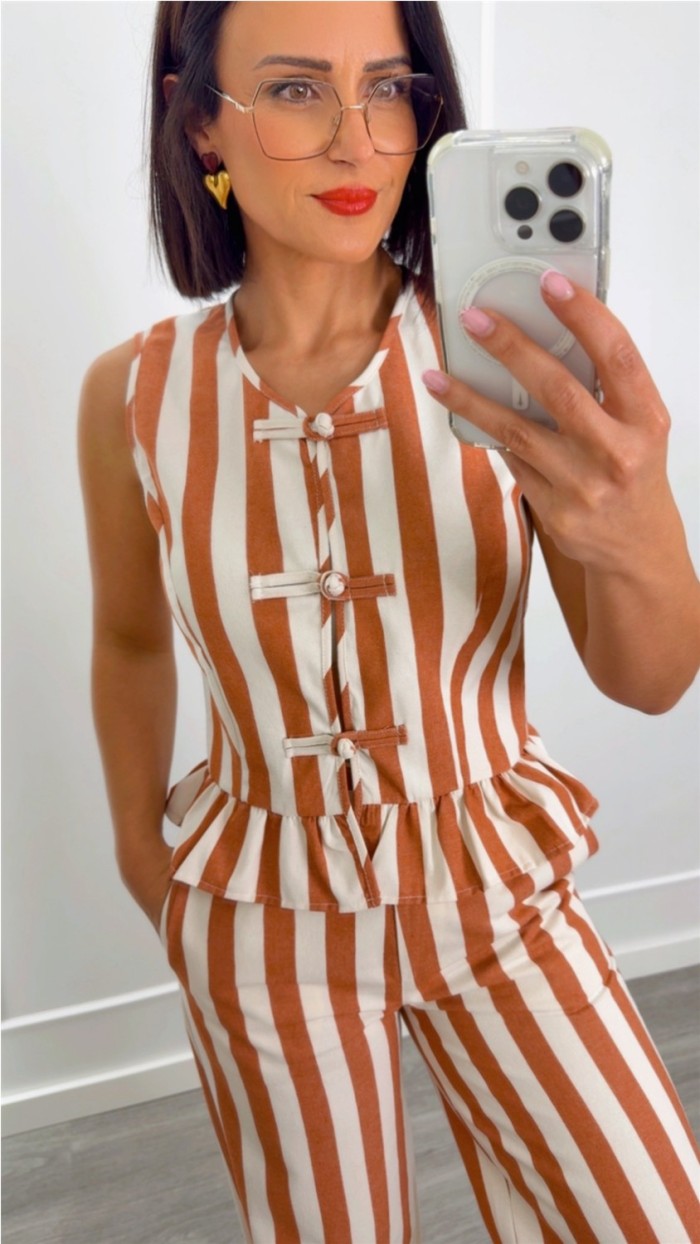 TOP CHALECO RAYAS DETALLE LAZOS