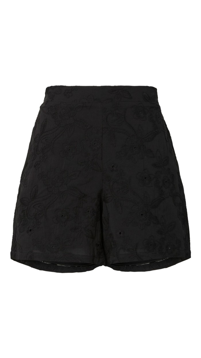 PANTALÓN CORTO NEGRO BORDADO