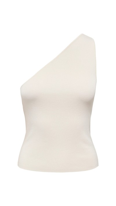 TOP ASIMETRICO DE PUNTO BEIGE Y NEGRO