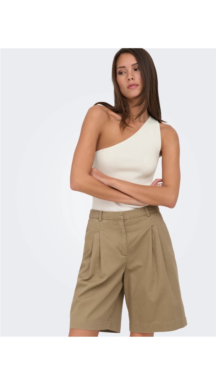 TOP ASIMETRICO DE PUNTO BEIGE Y NEGRO