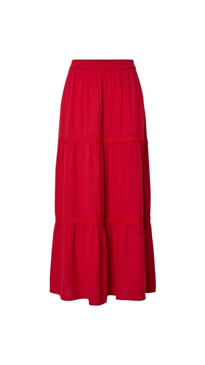 FALDA LARGA ROJO Y AZUL MARINO