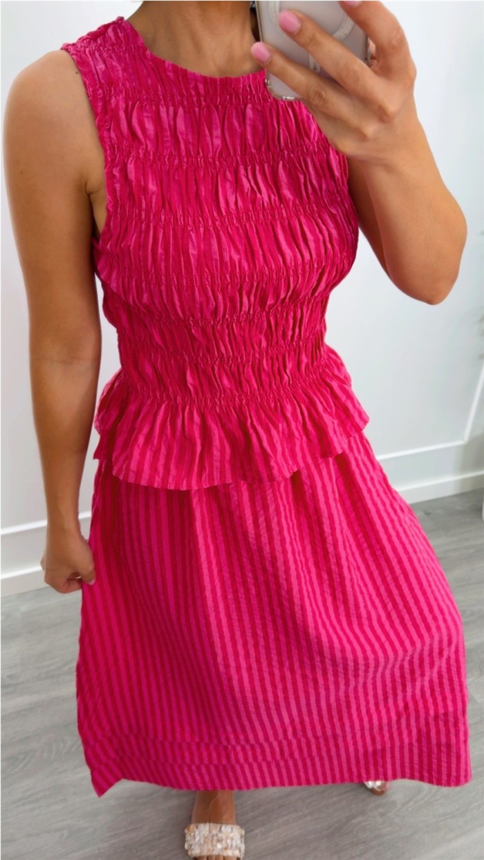 FALDA FUXIA RAYAS GOMA CINTURA