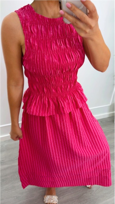 FALDA FUXIA RAYAS GOMA CINTURA