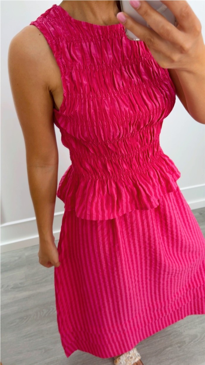FALDA FUXIA RAYAS GOMA CINTURA