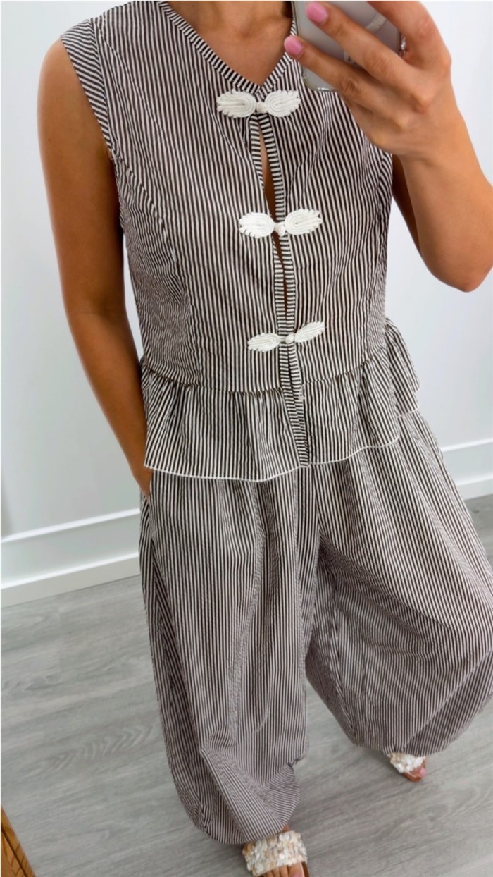 PANTALÓN ALADINO RAYAS MARRÓN CHOCO