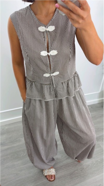 PANTALÓN ALADINO RAYAS MARRÓN CHOCO 2