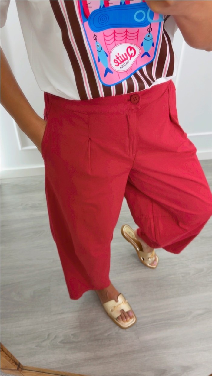 PANTALÓN TIPO BARREL COLOR FRESA