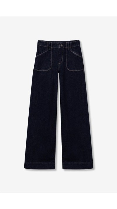 PANTALÓN DENIM OSCURO DETALLE BOLSILLOS