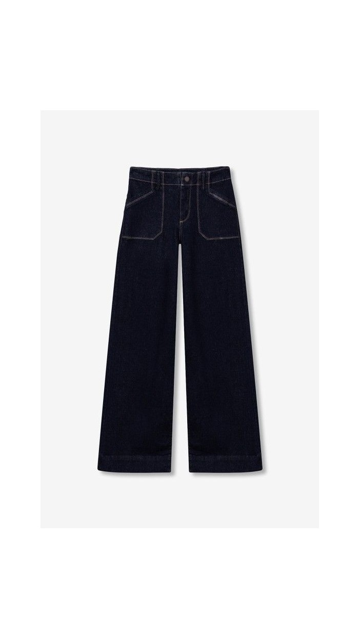 PANTALÓN DENIM OSCURO DETALLE BOLSILLOS