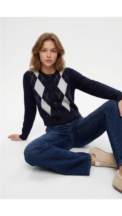 CHAQUETA ROMBOS AZUL