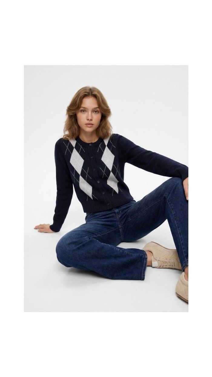 CHAQUETA ROMBOS AZUL