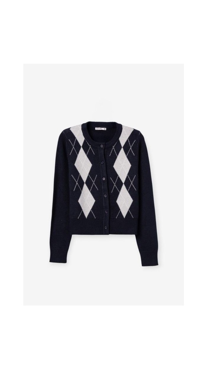 CHAQUETA ROMBOS AZUL
