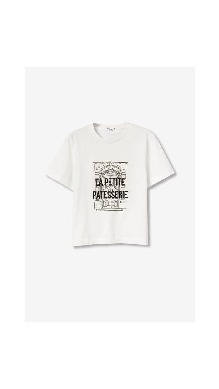 CAMISETA BLANCO DIBUJO 100% COTTON