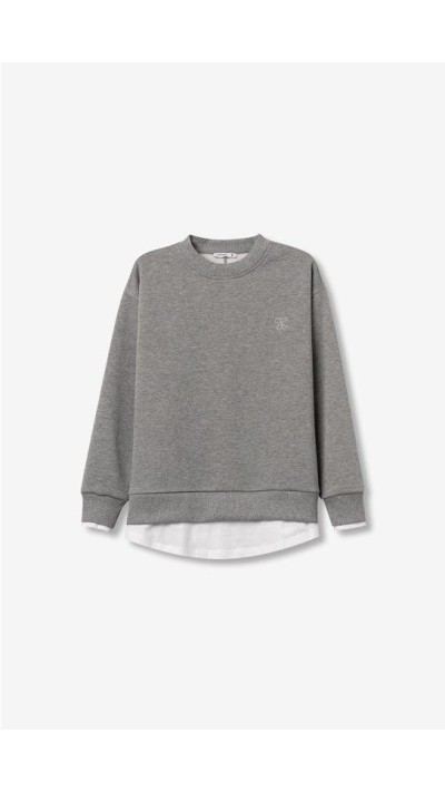 SUDADERA GRIS ALGODÓN EFECTO CAMISETA BLANCA