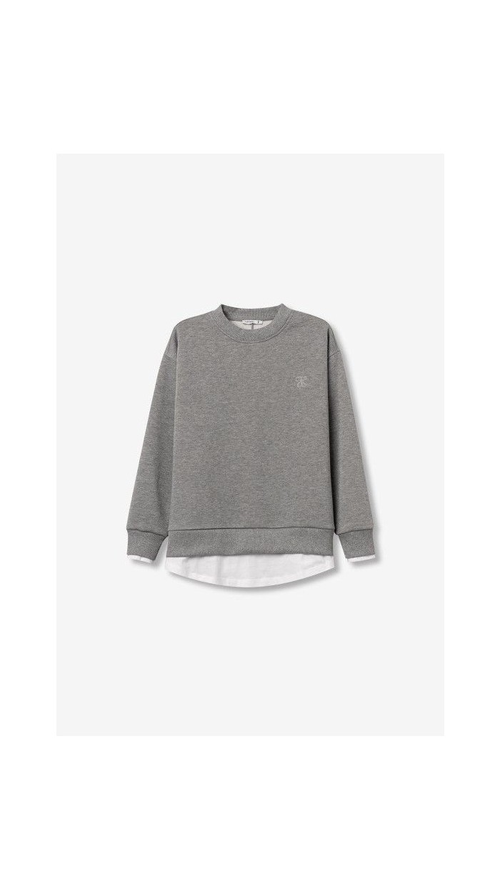 SUDADERA GRIS ALGODÓN EFECTO CAMISETA BLANCA