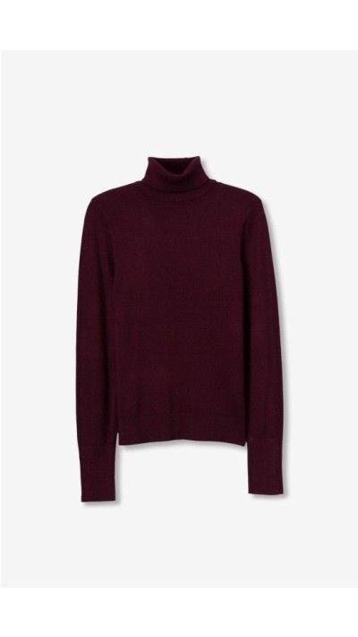 Jersey de color granate ajustado, manga larga y cuello alto, corte clÃ 2
