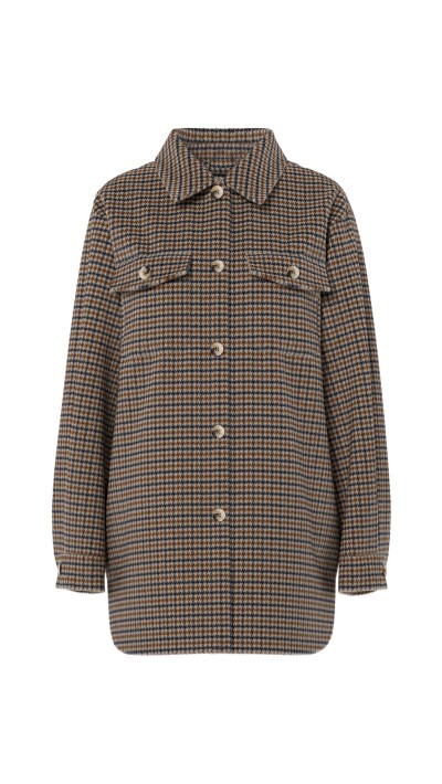 CHAQUETA SOBRE CAMISA DE CUADROS MARRÓN