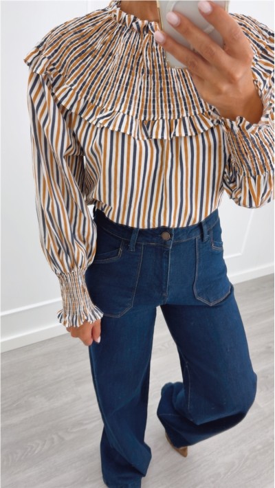 BLUSA DE RAYAS ESCOTE GOMAS 2