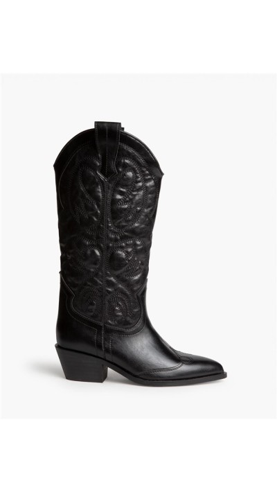 BOTA COWBOY MARRÓN NEGRO CAÑA