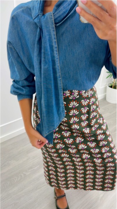 BLUSA DENIM LAZO CUELLO