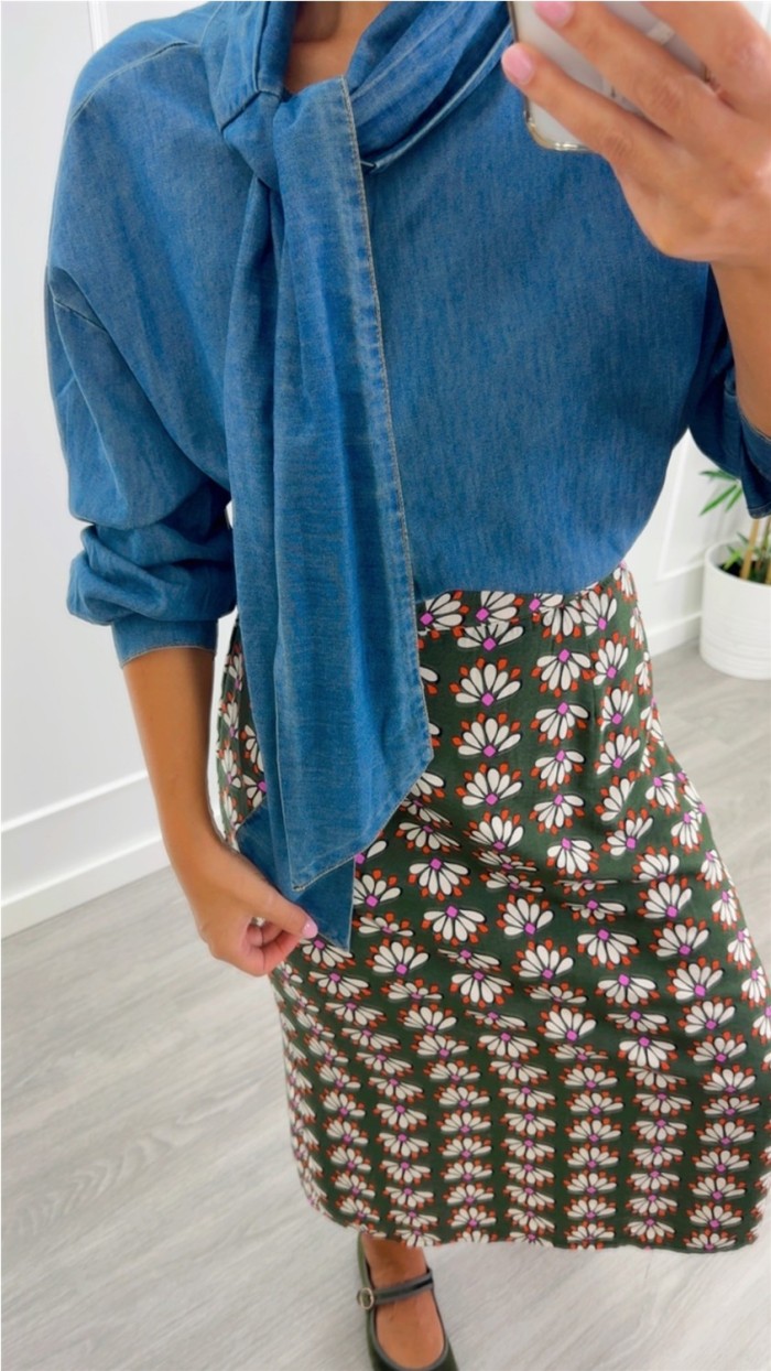 BLUSA DENIM LAZO CUELLO