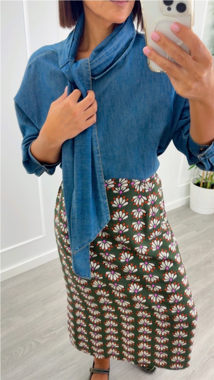 BLUSA DENIM LAZO CUELLO