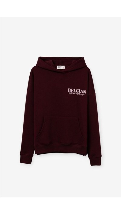 sudadera capucha blanco burdeos