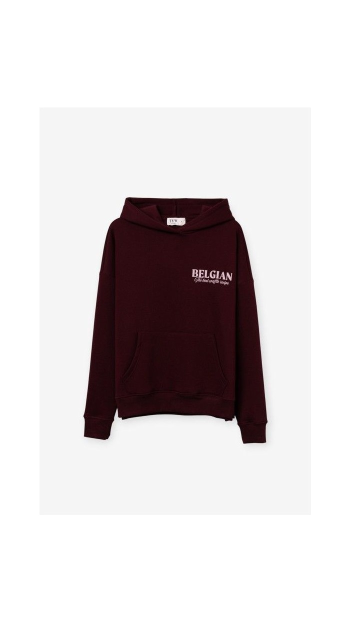 sudadera capucha blanco burdeos