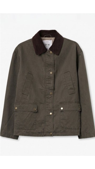 cazadora tipo barbour verde contraste cuello