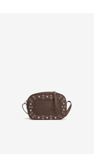 bolso bandolera marrón con detalles metal