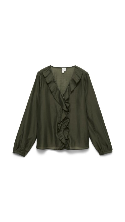 blusa verde volanes gasa