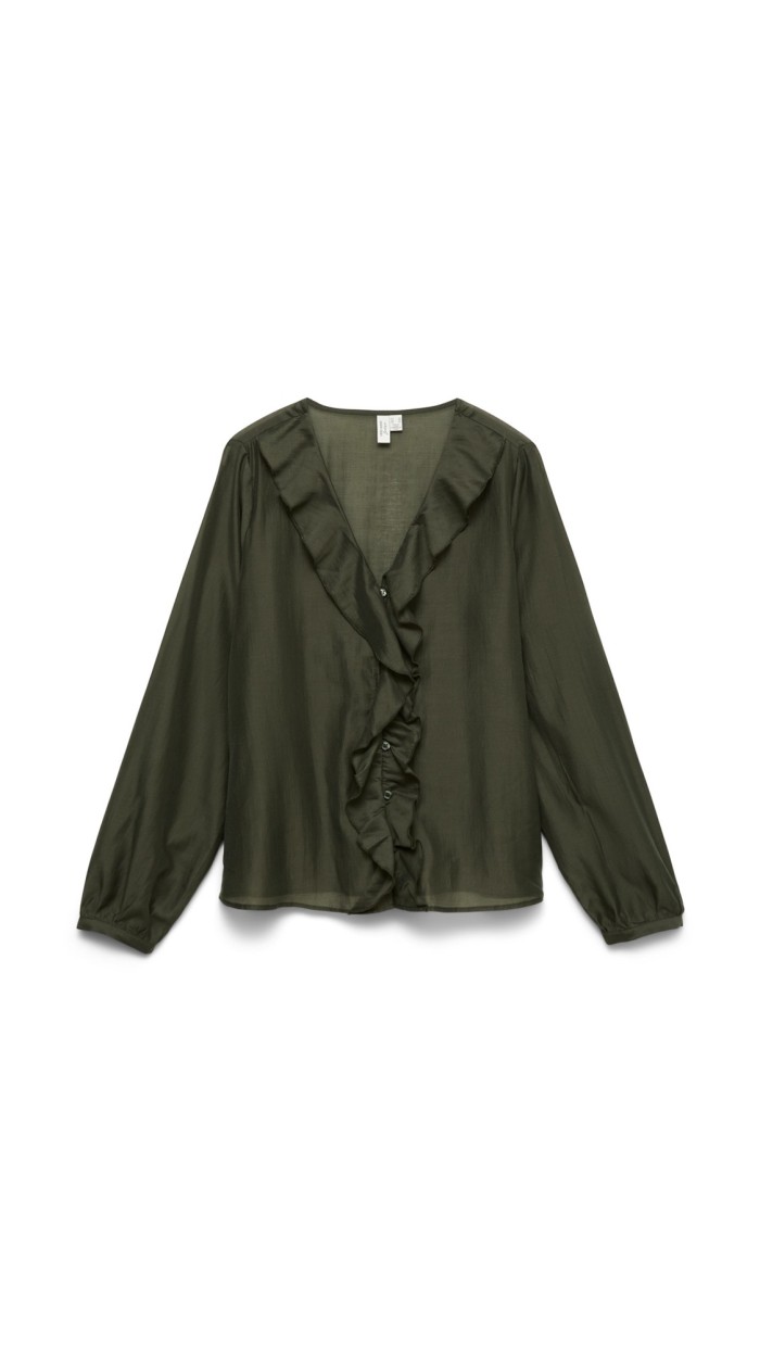 blusa verde volanes gasa