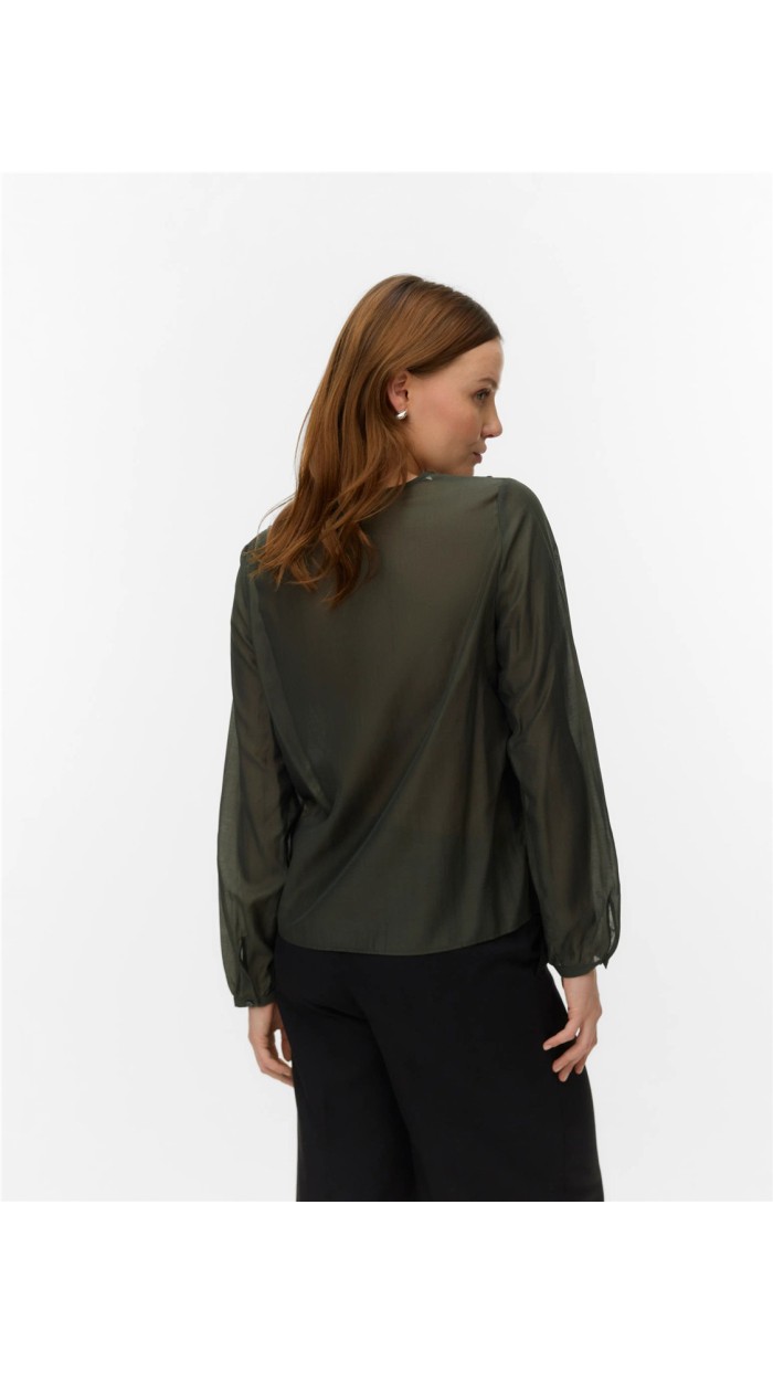 blusa verde volanes gasa