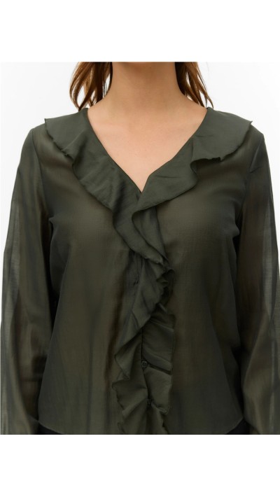 blusa verde volanes gasa